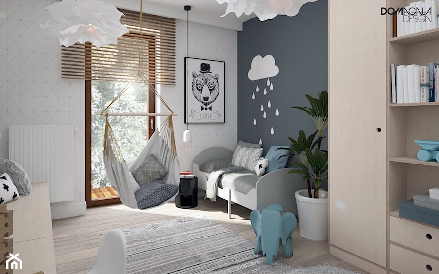 Zielono mi - Średni biały szary pokój dziecka dla nastolatka dla chłopca, styl skandynawski - zdjęcie od DOMagała Design