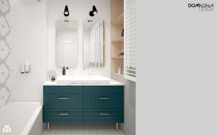 Zielono mi - Mała bez okna z dwoma umywalkami łazienka, styl nowoczesny - zdjęcie od DOMagała Design