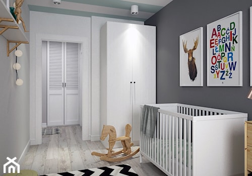 BIAŁYSZARYCZARNY - Średni szary pokój dziecka dla niemowlaka dla chłopca dla dziewczynki, styl skandynawski - zdjęcie od DOMagała Design