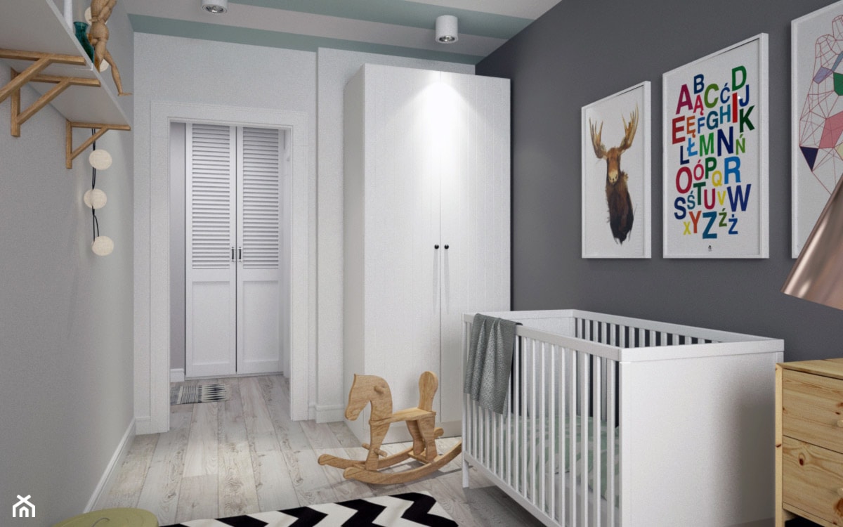 BIAŁYSZARYCZARNY - Średni szary pokój dziecka dla niemowlaka dla chłopca dla dziewczynki, styl skan ... - zdjęcie od DOMagała Design - Homebook