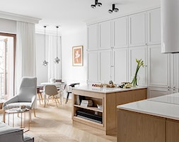 Miejski Styl - konkurs - Mały biały salon z kuchnią z jadalnią, styl nowoczesny - zdjęcie od DOMagała Design - Homebook