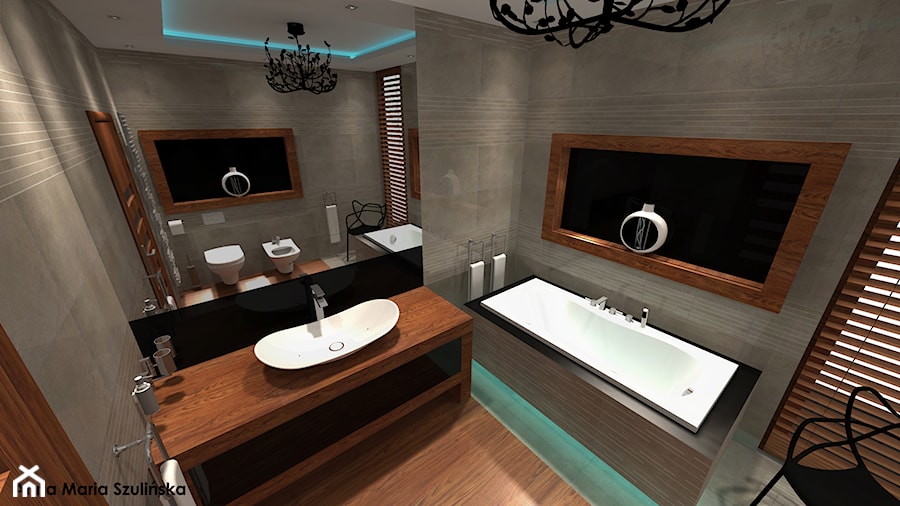 SZARA ŁAZIENKA - Średnia łazienka z oknem, styl nowoczesny - zdjęcie od ArchAn Design