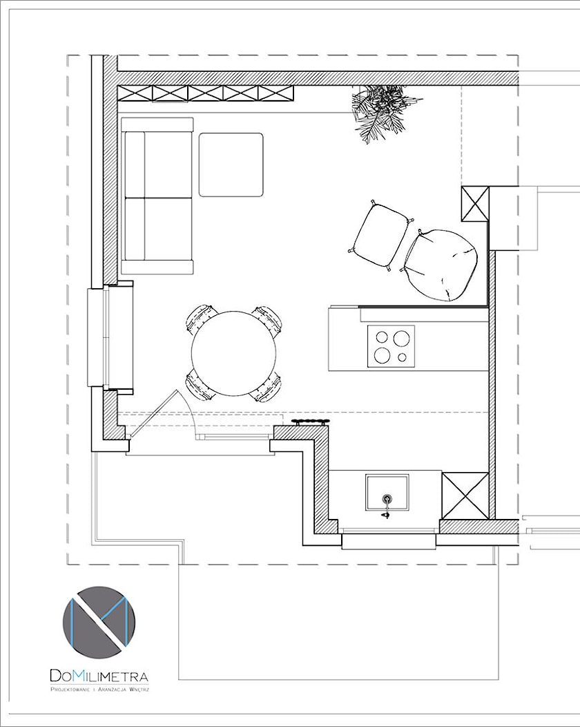 Rzut salonu z aneksem - zdjęcie od DoMilimetra - Homebook