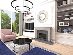 MODERN CLASSIC - Duży biały salon z bibiloteczką, styl nowoczesny - zdjęcie od Kołodziej & Szmyt Projektowanie Wnętrz