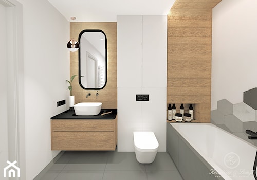 CARAMEL - Mała bez okna z lustrem łazienka, styl industrialny - zdjęcie od Kołodziej & Szmyt Projektowanie Wnętrz