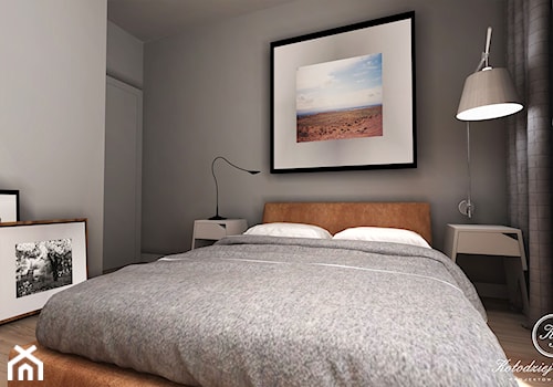 WHITE - Mała szara sypialnia, styl nowoczesny - zdjęcie od Kołodziej & Szmyt Projektowanie Wnętrz
