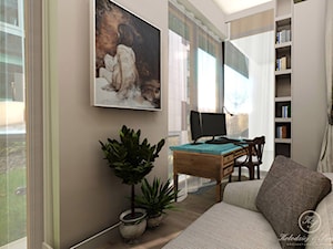 PARIS - Średnie z sofą beżowe biuro, styl prowansalski - zdjęcie od Kołodziej & Szmyt Projektowanie Wnętrz