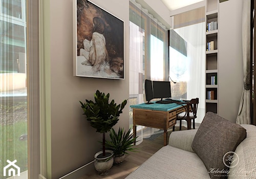 PARIS - Średnie z sofą beżowe biuro, styl prowansalski - zdjęcie od Kołodziej & Szmyt Projektowanie Wnętrz
