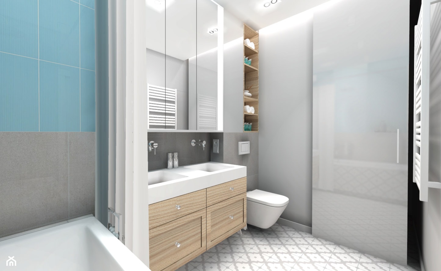 CREME DE LA CREME - Mała na poddaszu bez okna z dwoma umywalkami łazienka, styl prowansalski - zdjęcie od Kołodziej & Szmyt Projektowanie Wnętrz - Homebook