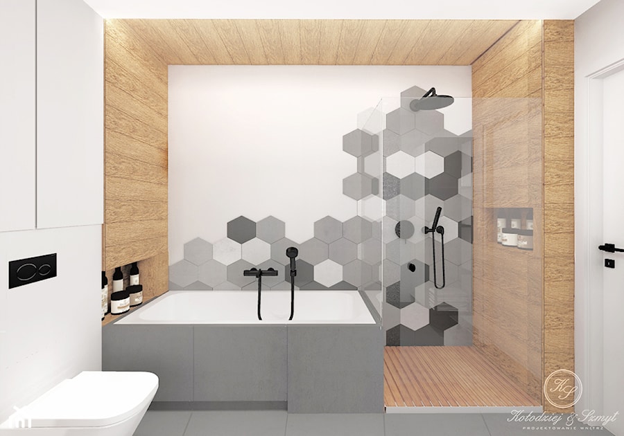 CARAMEL - Średnia bez okna łazienka, styl industrialny - zdjęcie od Kołodziej & Szmyt Projektowanie Wnętrz