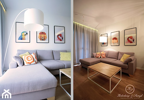 OAK - Mały biały salon, styl nowoczesny - zdjęcie od Kołodziej & Szmyt Projektowanie Wnętrz