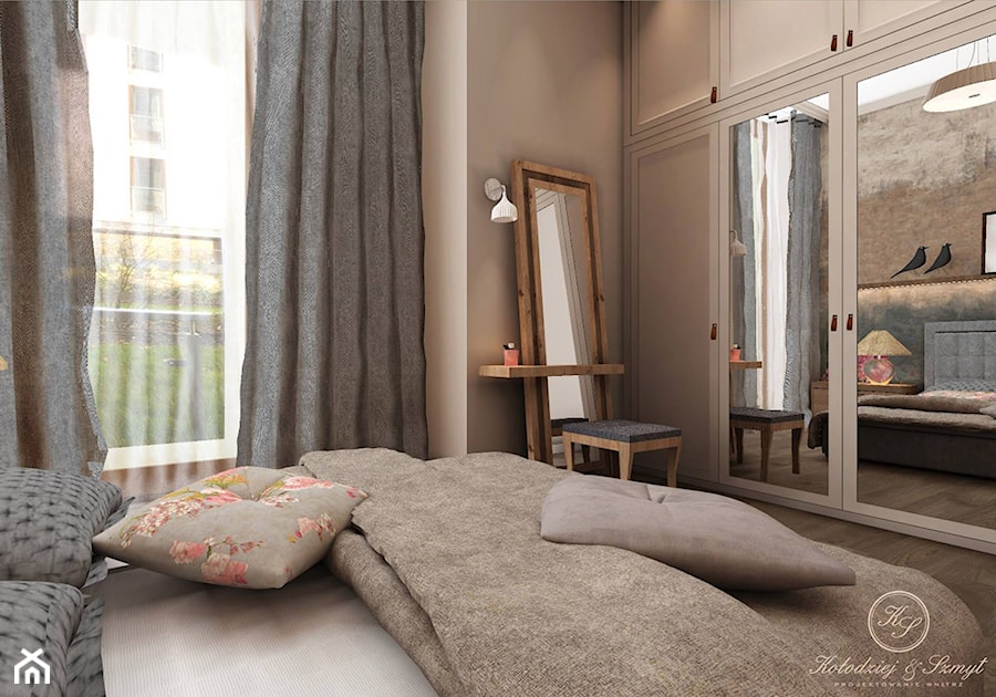 PARIS - Średnia beżowa sypialnia, styl prowansalski - zdjęcie od Kołodziej & Szmyt Projektowanie Wnętrz