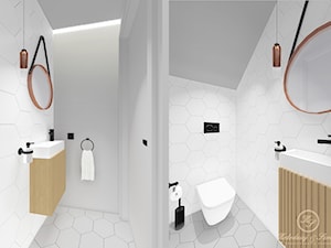 CARAMEL - Mała na poddaszu łazienka, styl industrialny - zdjęcie od Kołodziej & Szmyt