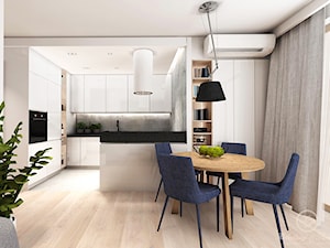 WARM CONCRETE - Średnia biała jadalnia w salonie w kuchni, styl nowoczesny - zdjęcie od Kołodziej & Szmyt Projektowanie Wnętrz