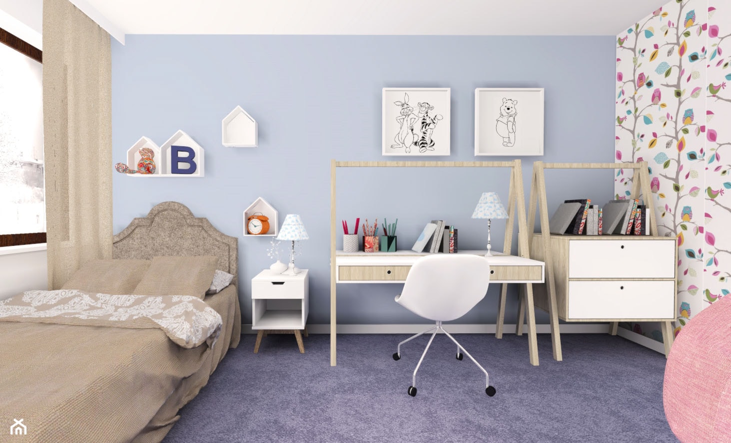 CREME DE LA CREME - Średni niebieski pokój dziecka dla nastolatka dla chłopca dla dziewczynki, styl prowansalski - zdjęcie od Kołodziej & Szmyt Projektowanie Wnętrz - Homebook