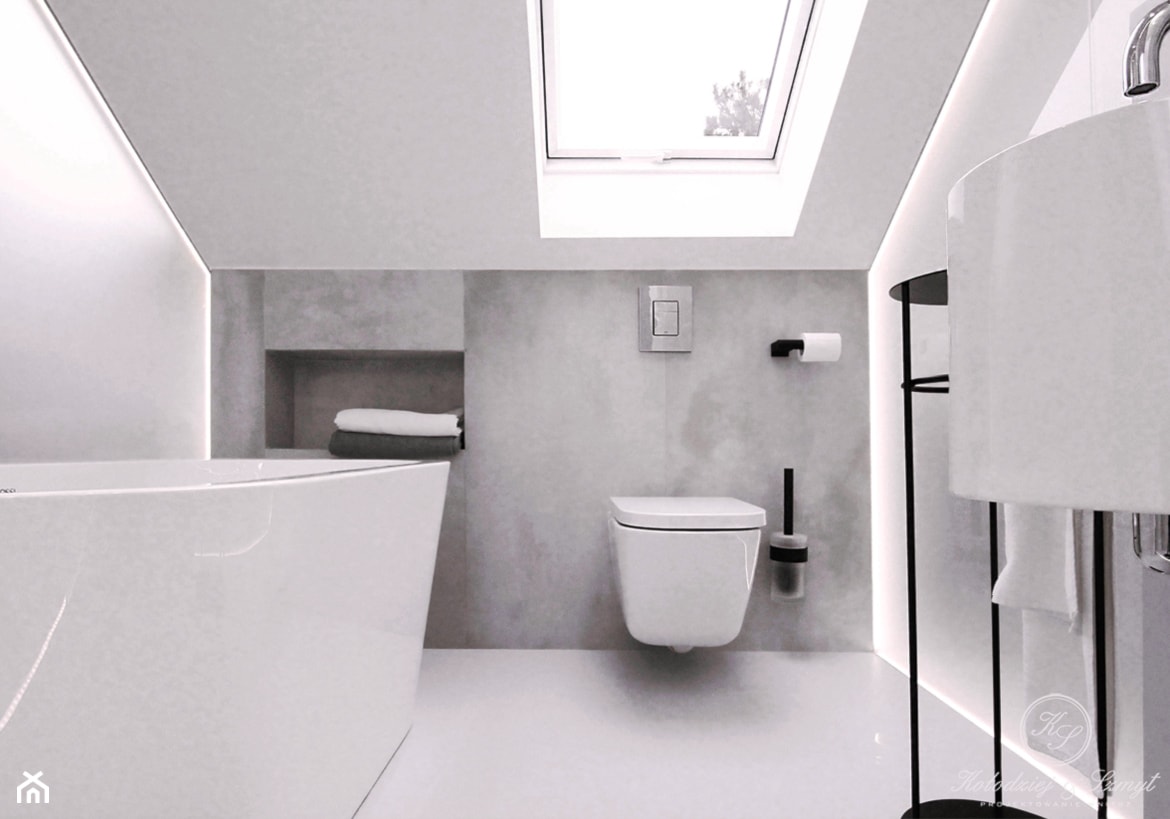 HARMONY - Średnia na poddaszu łazienka z oknem, styl nowoczesny - zdjęcie od Kołodziej & Szmyt Projektowanie Wnętrz - Homebook