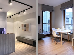 GREY II - Mała biała jadalnia w salonie, styl nowoczesny - zdjęcie od Kołodziej & Szmyt Projektowanie Wnętrz