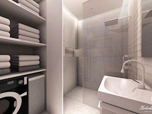 WHITE - Średnia z punktowym oświetleniem łazienka, styl nowoczesny - zdjęcie od Kołodziej & Szmyt Projektowanie Wnętrz