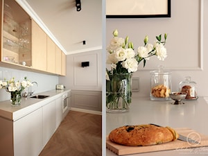 NAVY - Mała z salonem szara z podblatowym zlewozmywakiem kuchnia jednorzędowa, styl nowoczesny - zdjęcie od Kołodziej & Szmyt Projektowanie Wnętrz