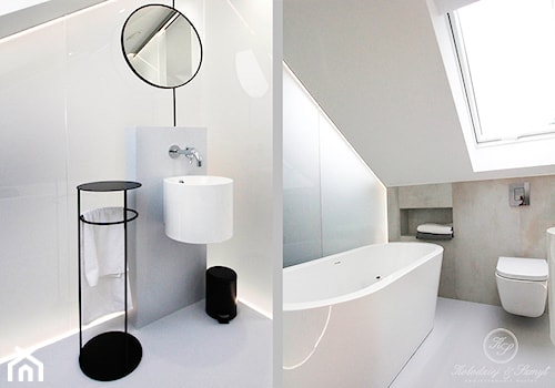 HARMONY - Średnia na poddaszu łazienka z oknem, styl nowoczesny - zdjęcie od Kołodziej & Szmyt Projektowanie Wnętrz