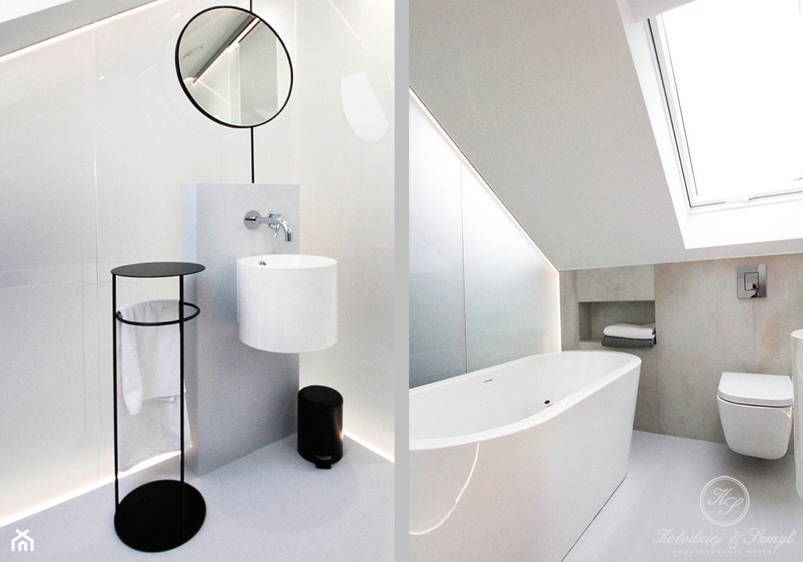 HARMONY - Średnia na poddaszu łazienka z oknem, styl nowoczesny - zdjęcie od Kołodziej & Szmyt Projektowanie Wnętrz - Homebook