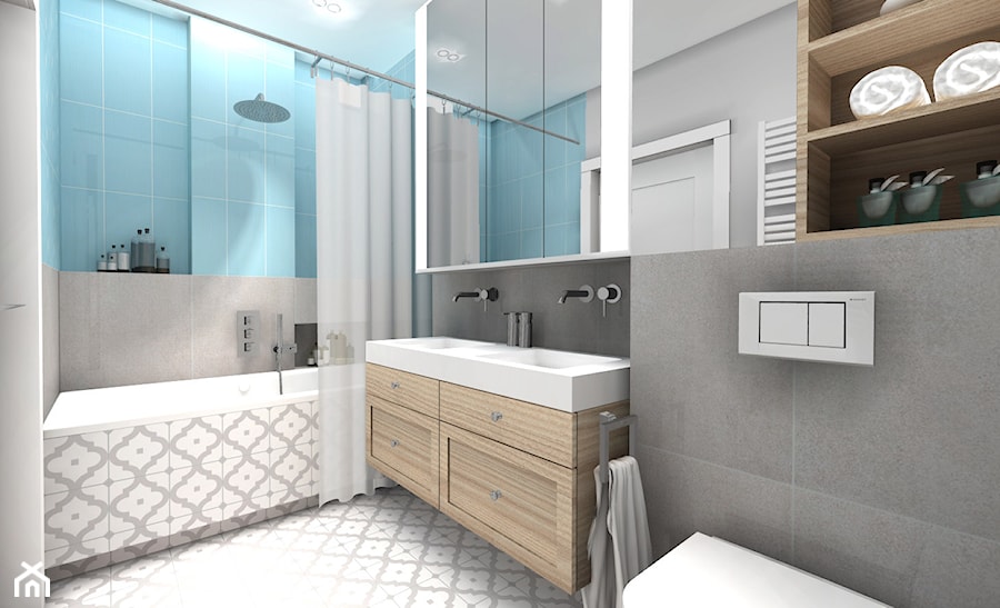 CREME DE LA CREME - Średnia bez okna z dwoma umywalkami z punktowym oświetleniem łazienka, styl prowansalski - zdjęcie od Kołodziej & Szmyt Projektowanie Wnętrz