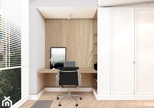 MODERN CLASSIC - Średnia szara z biurkiem sypialnia z balkonem / tarasem, styl nowoczesny - zdjęcie od Kołodziej & Szmyt Projektowanie Wnętrz
