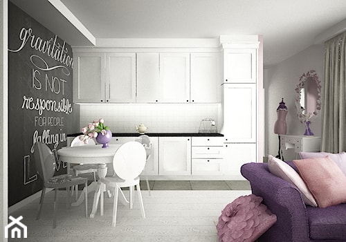 Mieszkanie na ul. Jedności Narodowej - Mała otwarta z salonem kuchnia jednorzędowa, styl prowansalski - zdjęcie od ESSA Architektura