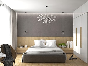 koncepcja domu w Wilczycach Małych - Średnia biała szara sypialnia, styl nowoczesny - zdjęcie od ESSA Architektura
