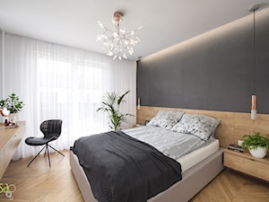 DOM W MAŁYCH WILCZYCACH - REALIZACJA - Średnia biała czarna sypialnia, styl nowoczesny - zdjęcie od ESSA Architektura