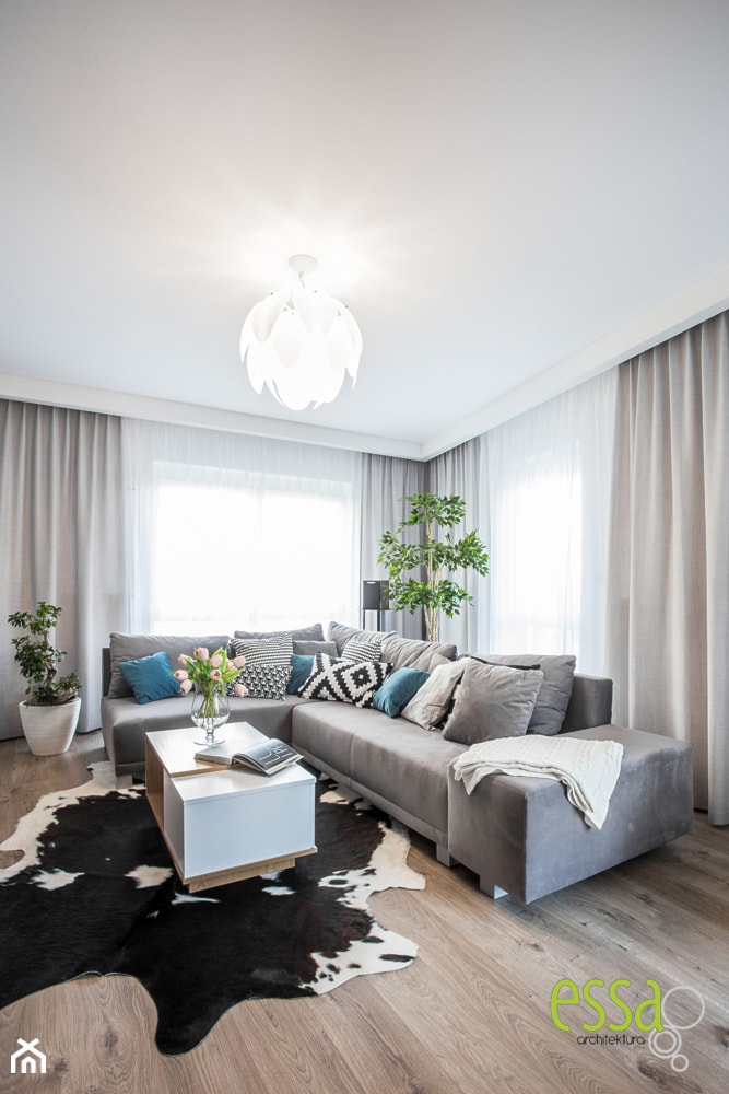 Mieszkanie 70mkw Wrocław - Średni biały salon, styl nowoczesny - zdjęcie od ESSA Architektura