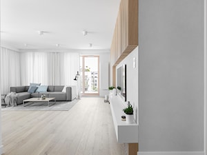 Projekt Mieszkania 132m2 | Mokotów - Duży biały salon z tarasem / balkonem, styl minimalistyczny - zdjęcie od Framuga studio