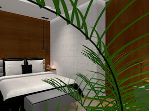 Apartament z oranżerią - Mała szara sypialnia, styl glamour - zdjęcie od Studio eM2 Architektura Wnętrz