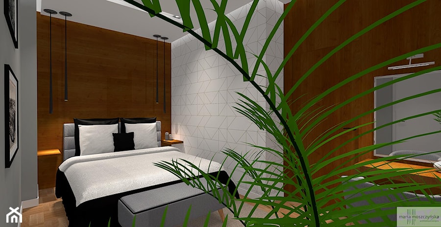 Apartament z oranżerią - Mała szara sypialnia, styl glamour - zdjęcie od Studio eM2 Architektura Wnętrz
