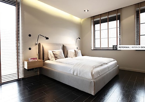 Yin i Yang - Duża beżowa sypialnia, styl nowoczesny - zdjęcie od studio POTORSKA