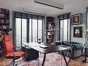 Wielkomiejski Eklektyzm - apartament 120 m2 Gdynia - Duże z sofą szare biuro, styl nowoczesny - zdjęcie od studio POTORSKA