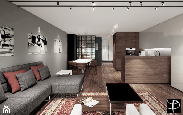 Orzechowy apartament - Salon, styl nowoczesny - zdjęcie od studio POTORSKA