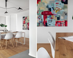 Apartament w Gdyni 90 m2 w Silver House - Średnia biała jadalnia w salonie, styl nowoczesny - zdjęcie od studio POTORSKA - Homebook