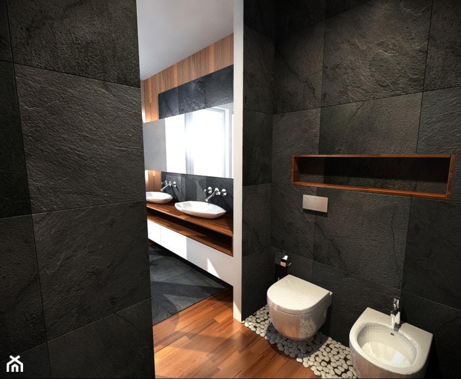 Dom Sanok - Średnia z dwoma umywalkami łazienka, styl nowoczesny - zdjęcie od Dorota Świątkowska - Homebook