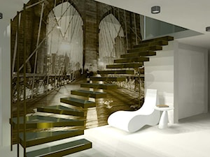 dom jednorodzinny - Schody wachlarzowe kamienne, styl nowoczesny - zdjęcie od IZEdesign