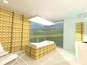 Ekskluzywny salon kąpielowy ze złotym akcentem - zdjęcie od IZEdesign