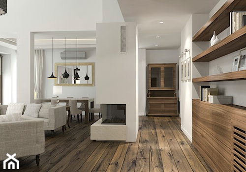 Projekt wnętrz domu_2 - Średni biały salon z jadalnią, styl nowoczesny - zdjęcie od ARCHISSIMA
