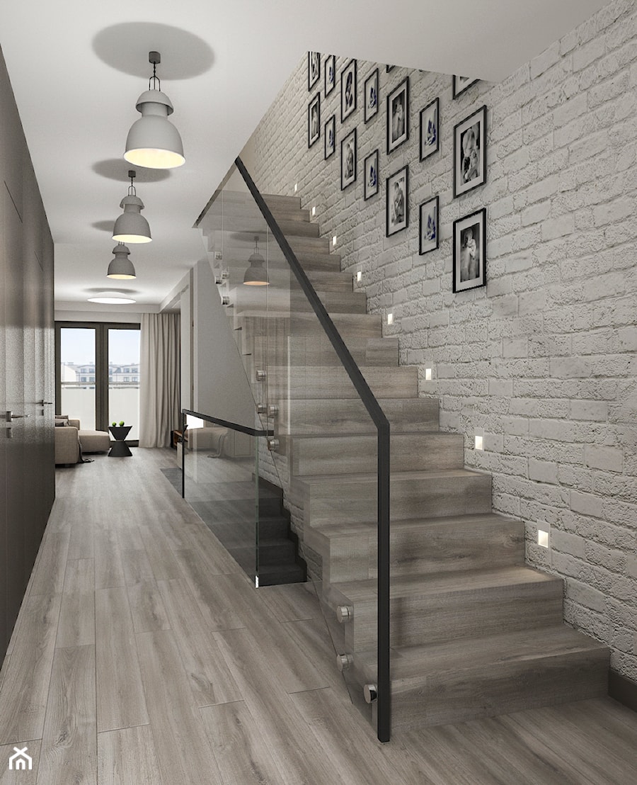 Projekt wnętrz mieszkania - Schody jednobiegowe drewniane, styl nowoczesny - zdjęcie od ARCHISSIMA