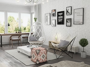 Projekt wnętrz domu - Średni biały pokój dziecka dla nastolatka dla dziewczynki, styl skandynawski - zdjęcie od ARCHISSIMA