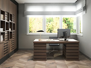 Projekt wnętrz domu - Średnie w osobnym pomieszczeniu szare biuro, styl glamour - zdjęcie od ARCHISSIMA