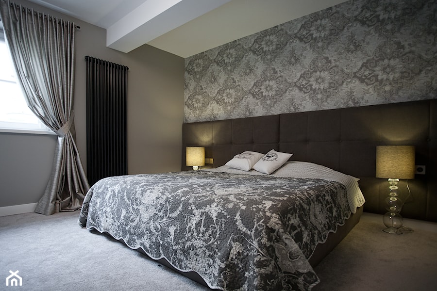 Mieszkanie w Krakowie - realizacja - Średnia szara sypialnia, styl nowoczesny - zdjęcie od ARCHISSIMA