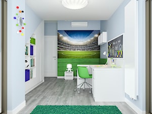 Projekt wnętrz mieszkania - Średni niebieski pokój dziecka dla dziecka dla nastolatka dla chłopca, styl nowoczesny - zdjęcie od ARCHISSIMA
