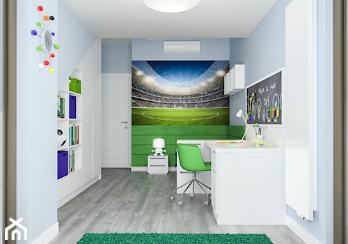 Projekt wnętrz mieszkania - Średni niebieski pokój dziecka dla dziecka dla nastolatka dla chłopca, styl nowoczesny - zdjęcie od ARCHISSIMA