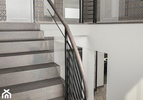 Projekt wnętrz domu - Schody dwubiegowe kamienne, styl glamour - zdjęcie od ARCHISSIMA