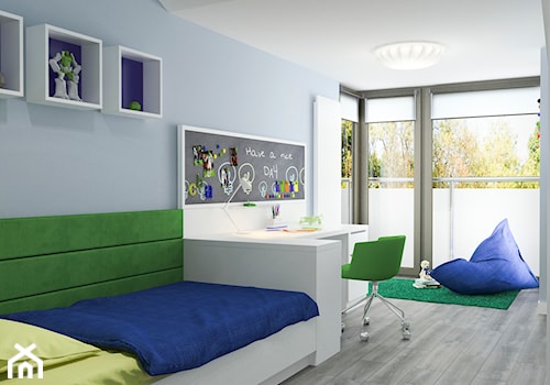Projekt wnętrz mieszkania - Średni niebieski pokój dziecka dla nastolatka dla chłopca, styl nowoczesny - zdjęcie od ARCHISSIMA